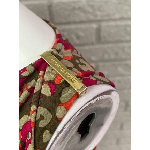 Michael Kors Women Multicolored Draped Neck Ruched Sleeveless Top Size S - Picture 6 of 11